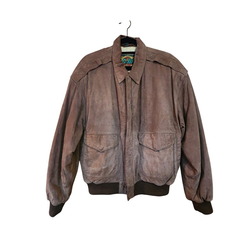 Vintage G-III Bomber Jacket M Brown Suede Leather Mens Outerwear
